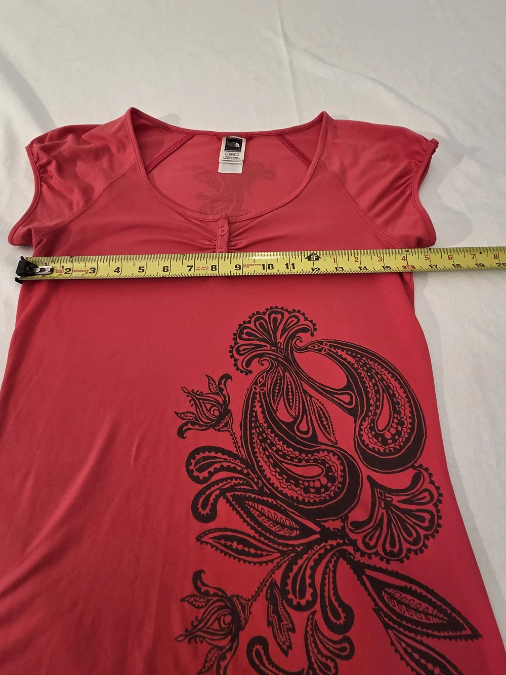 The North Face Women's Red Short-Sleeve Tee with Black Paisley Graphic - Picture 4 of 5